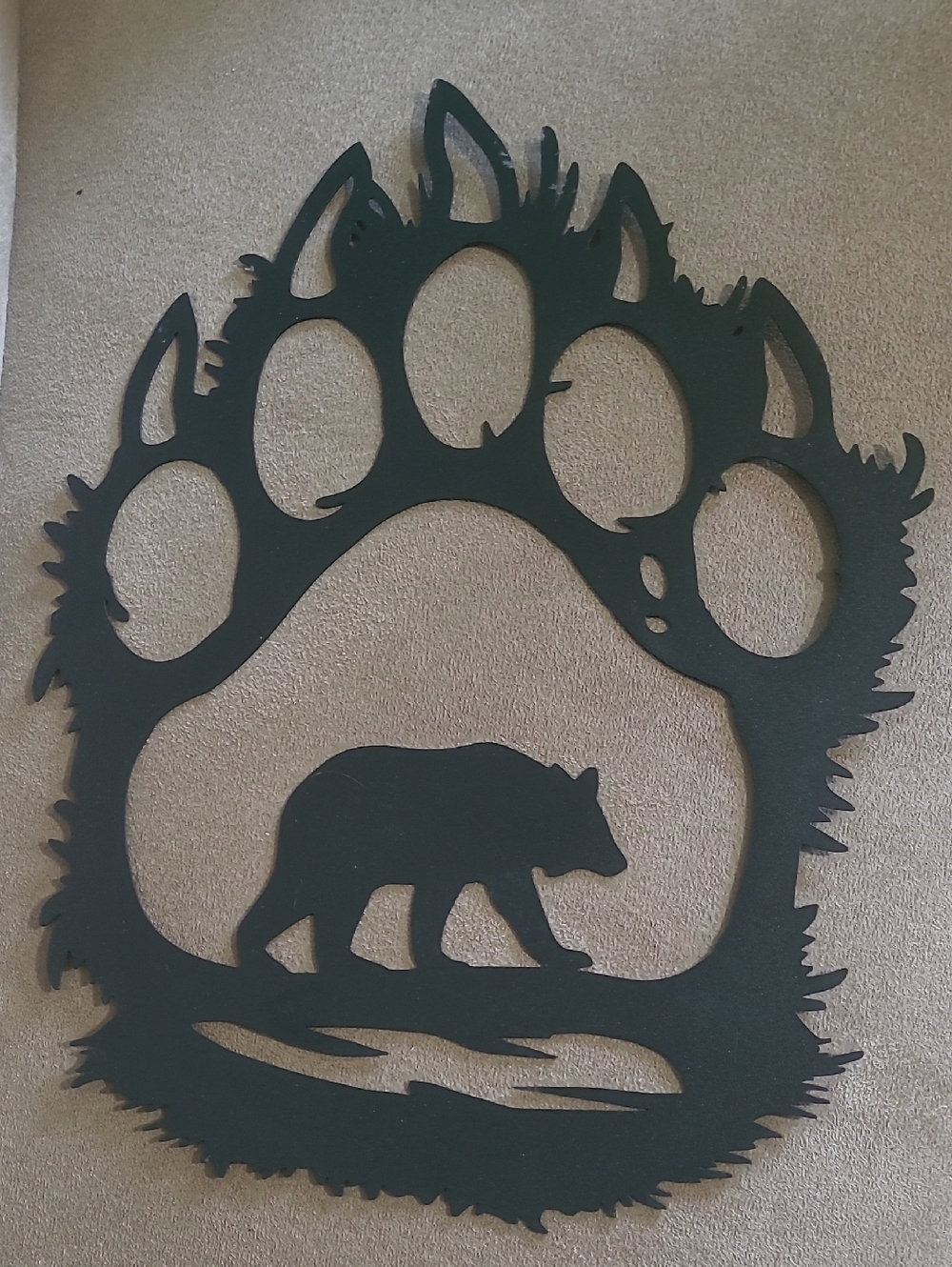 Black Bear Paw Metal Wall Art by